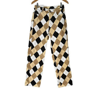 SHEIN Argyle Denim Wide Leg Mom Jeans - small